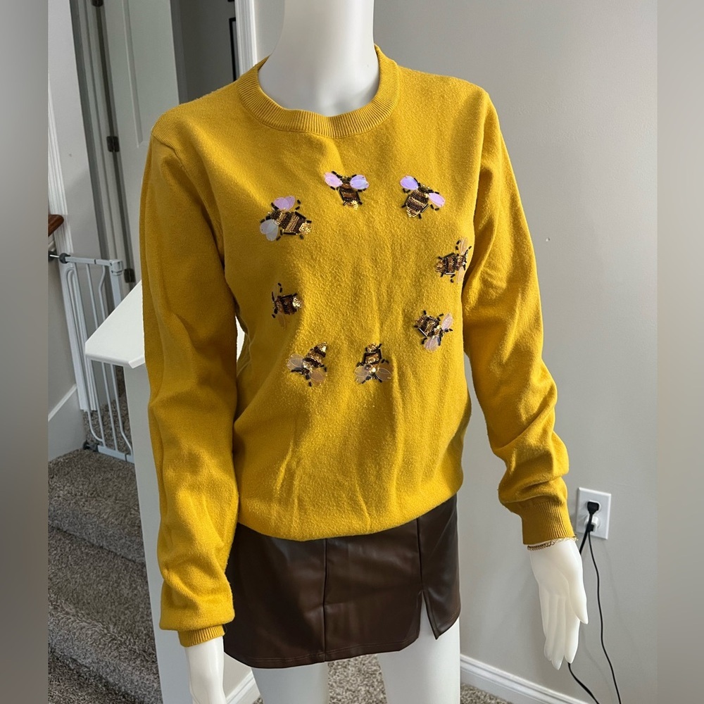 Yellow Bee Embroidered Sweater
